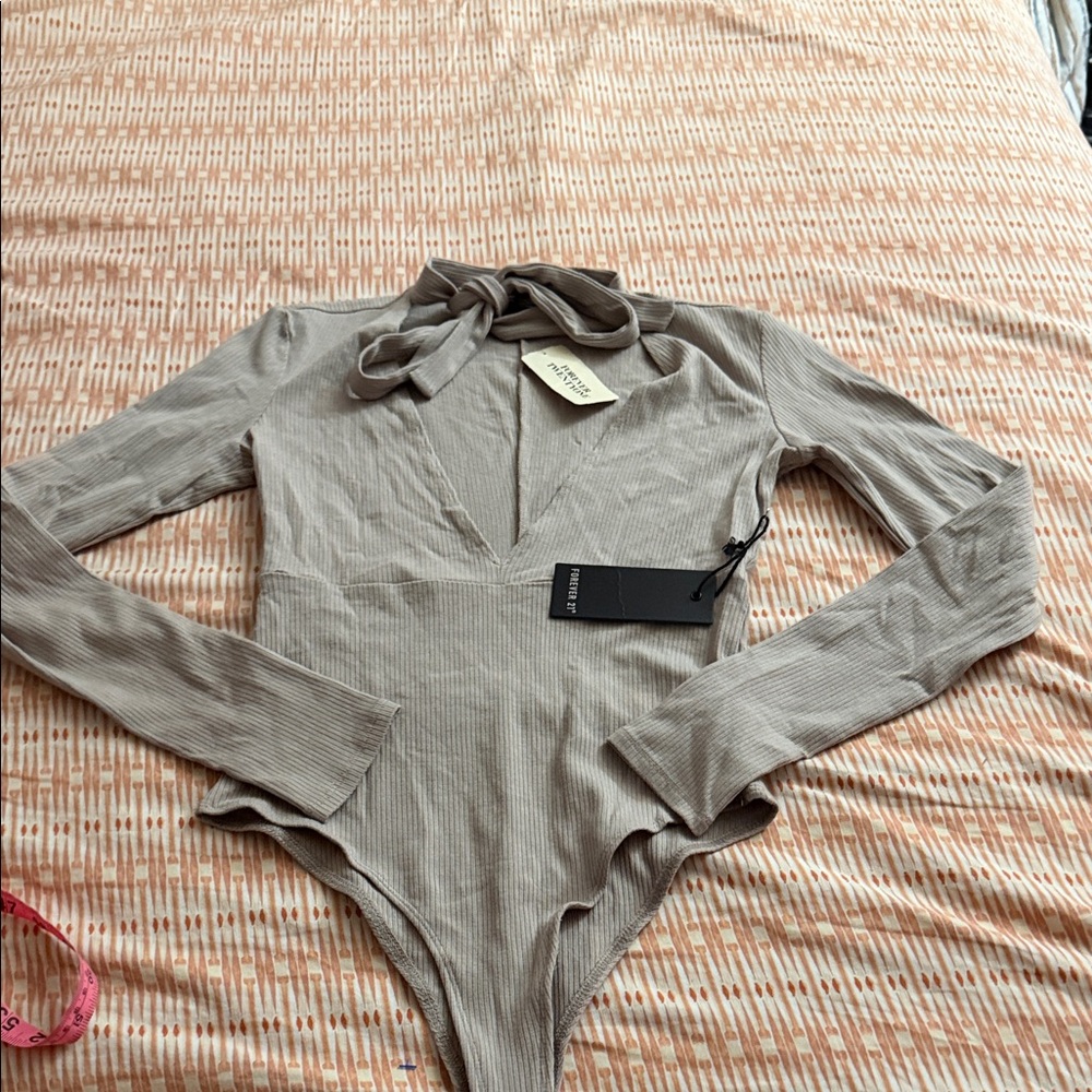 Forever 21 Taupe Ribbed Bodysuit